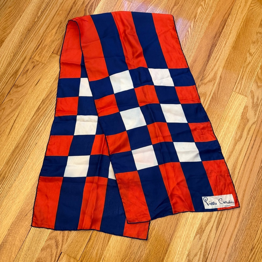 Pierre Cardin red and Blue Checkered Scarf